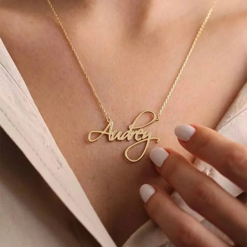 Customized Name Letter Necklace Personalized Stainless Steel Simple Pendant Women's Jewelry